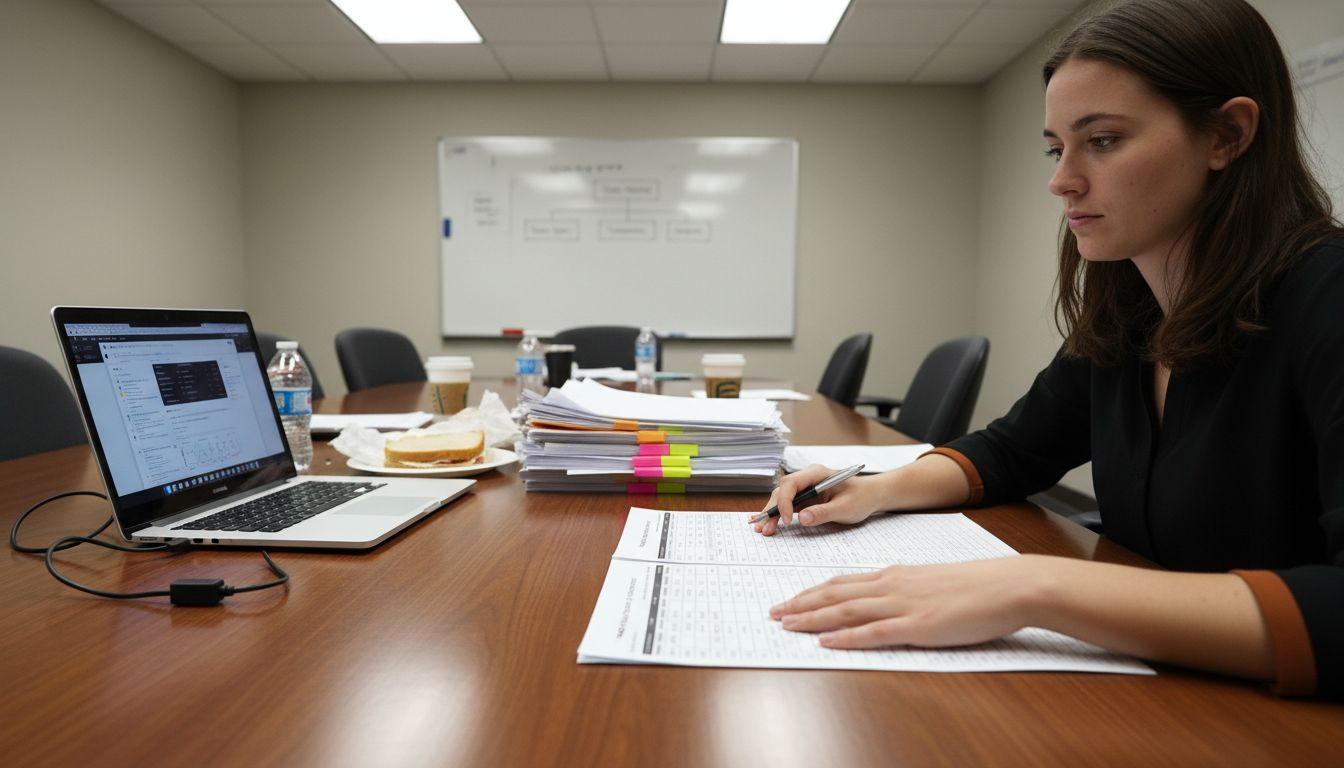 Analyst reviewing data inventory spreadsheet