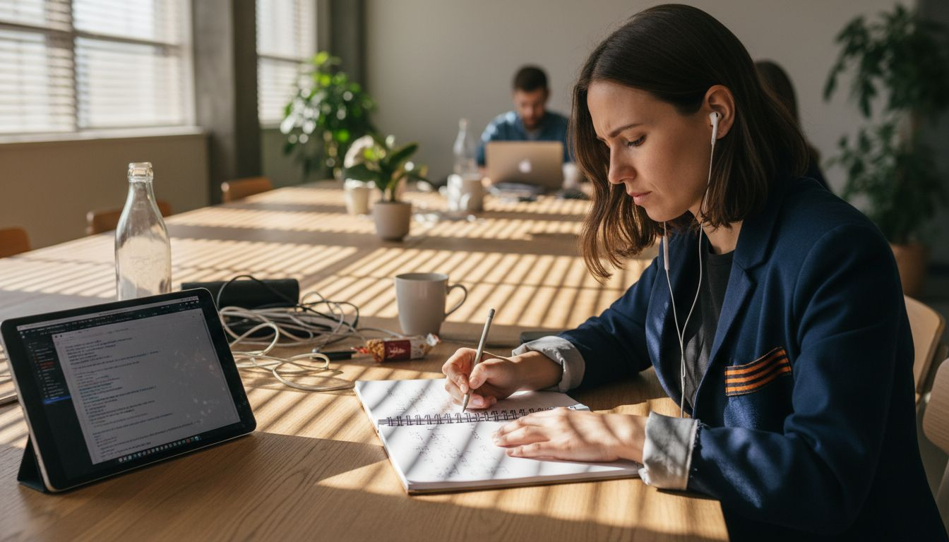 Woman solving math for machine learning