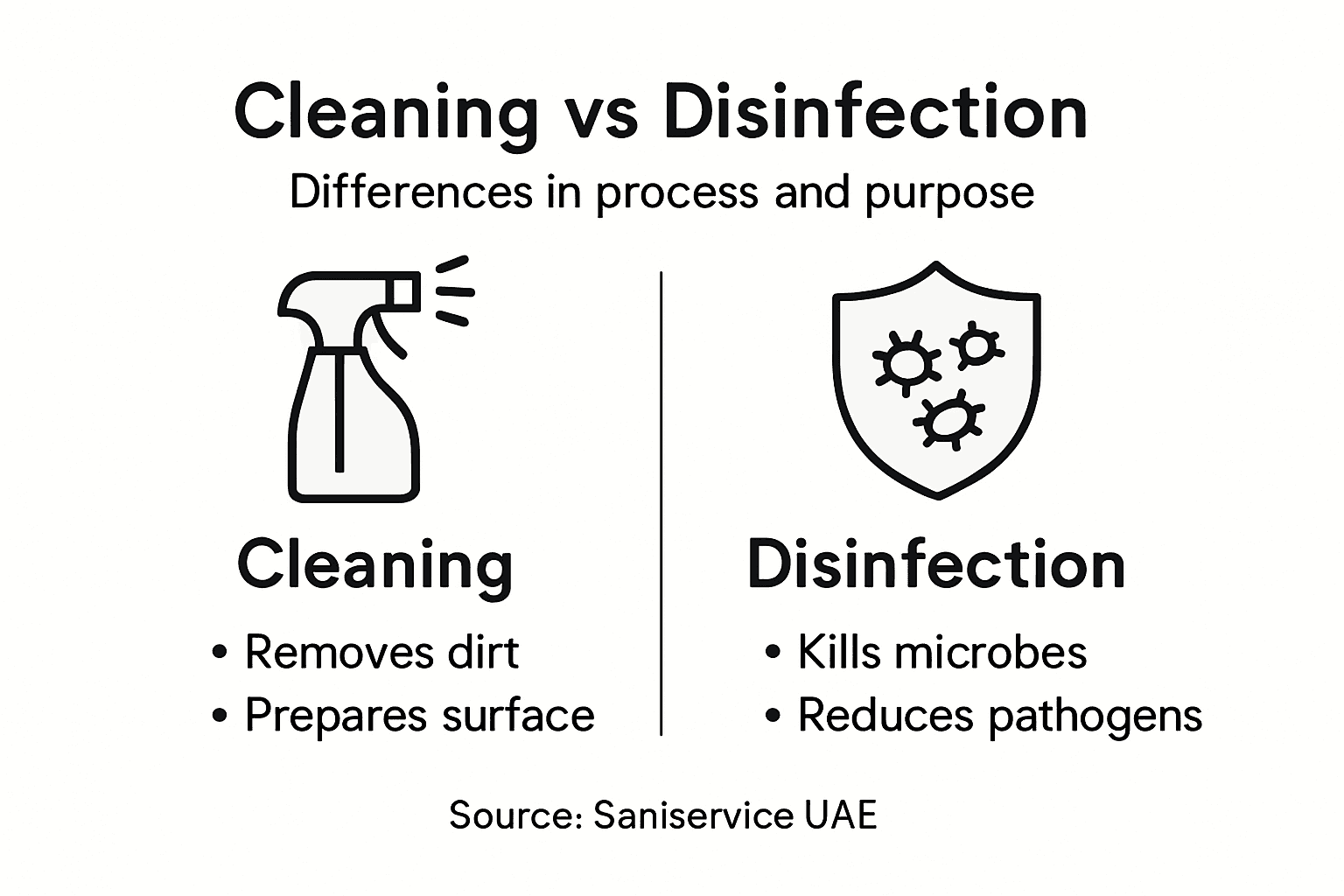 difference between cleaning and disinfection