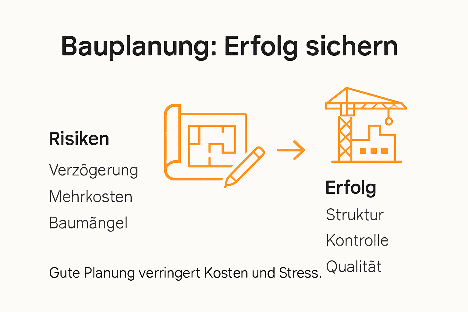 Infografik: Risiken und Erfolgsfaktoren in der Bauplanung im direkten Vergleich
