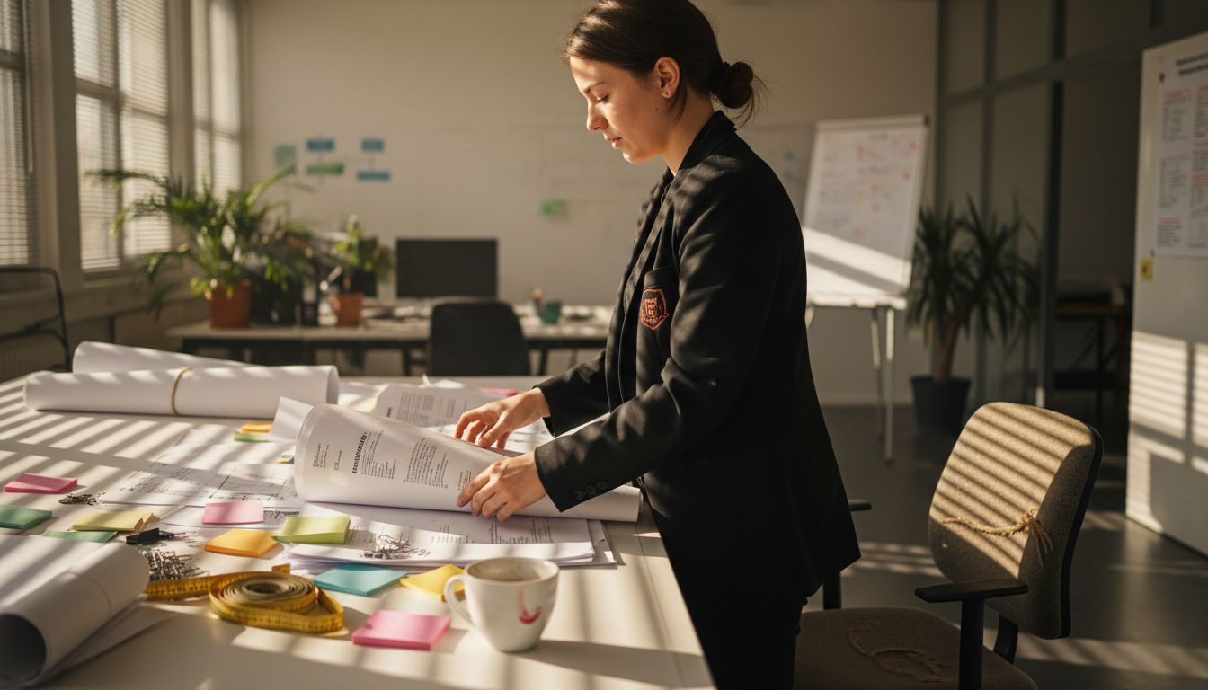 Project manager prepares building documents