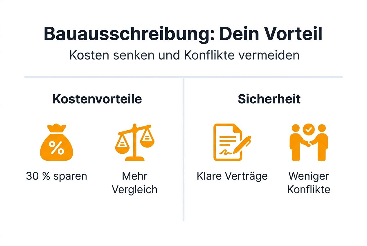 Infografik: Warum sich eine Bauausschreibung für Bauherren lohnt