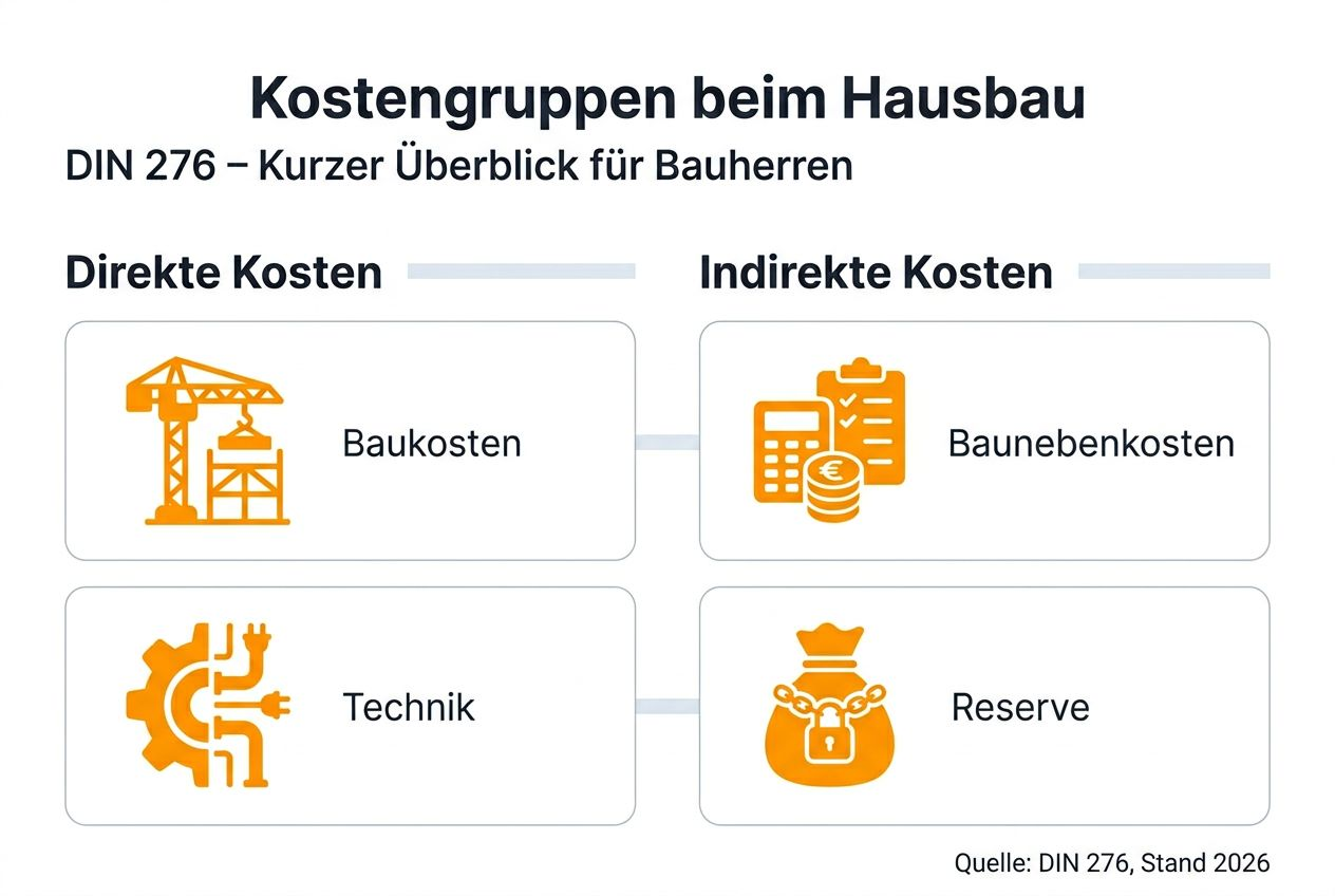 Übersicht der Kostengruppen nach DIN 276 als Infografik