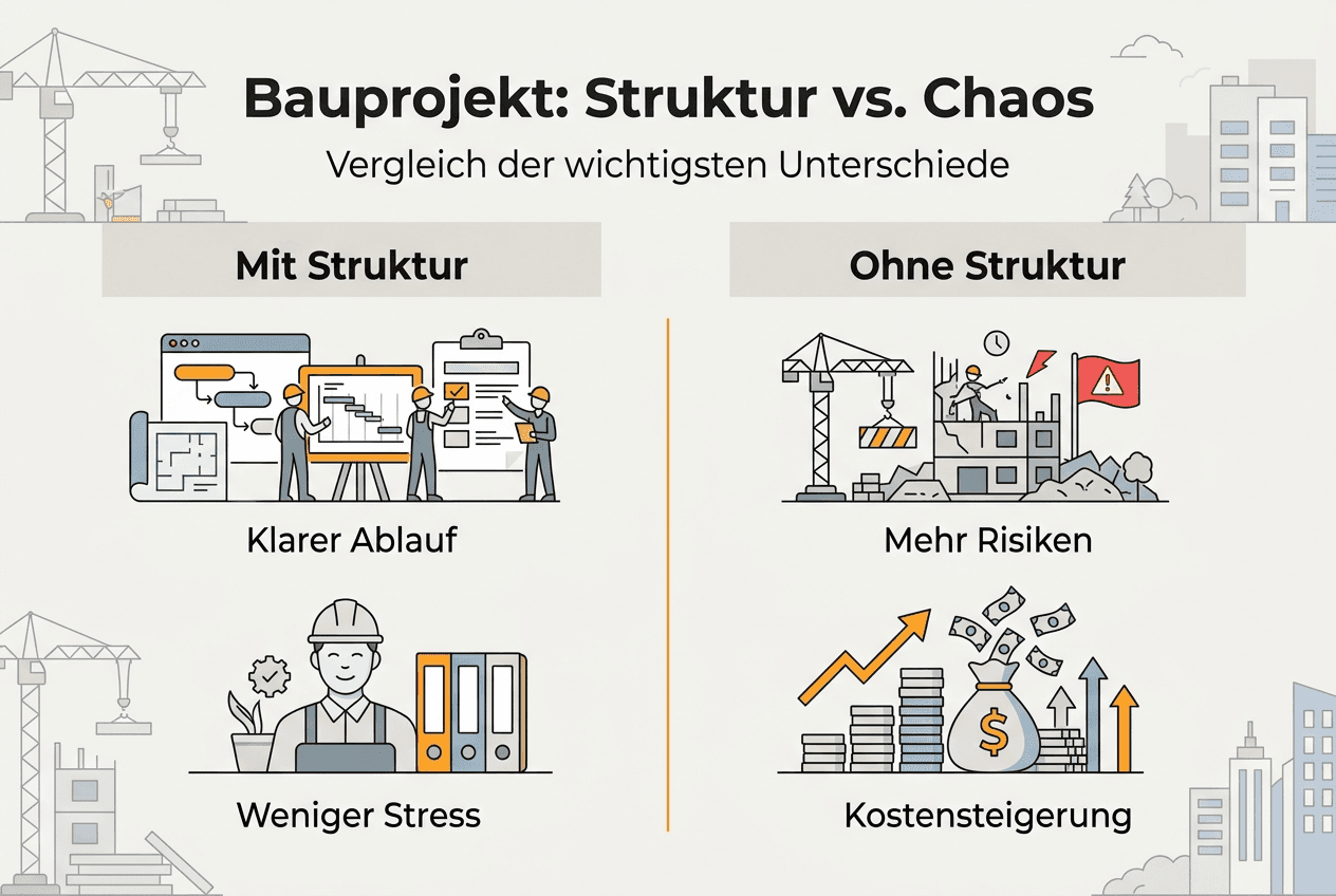 Vergleich strukturierter Bauprojekte in einer übersichtlichen Infografik