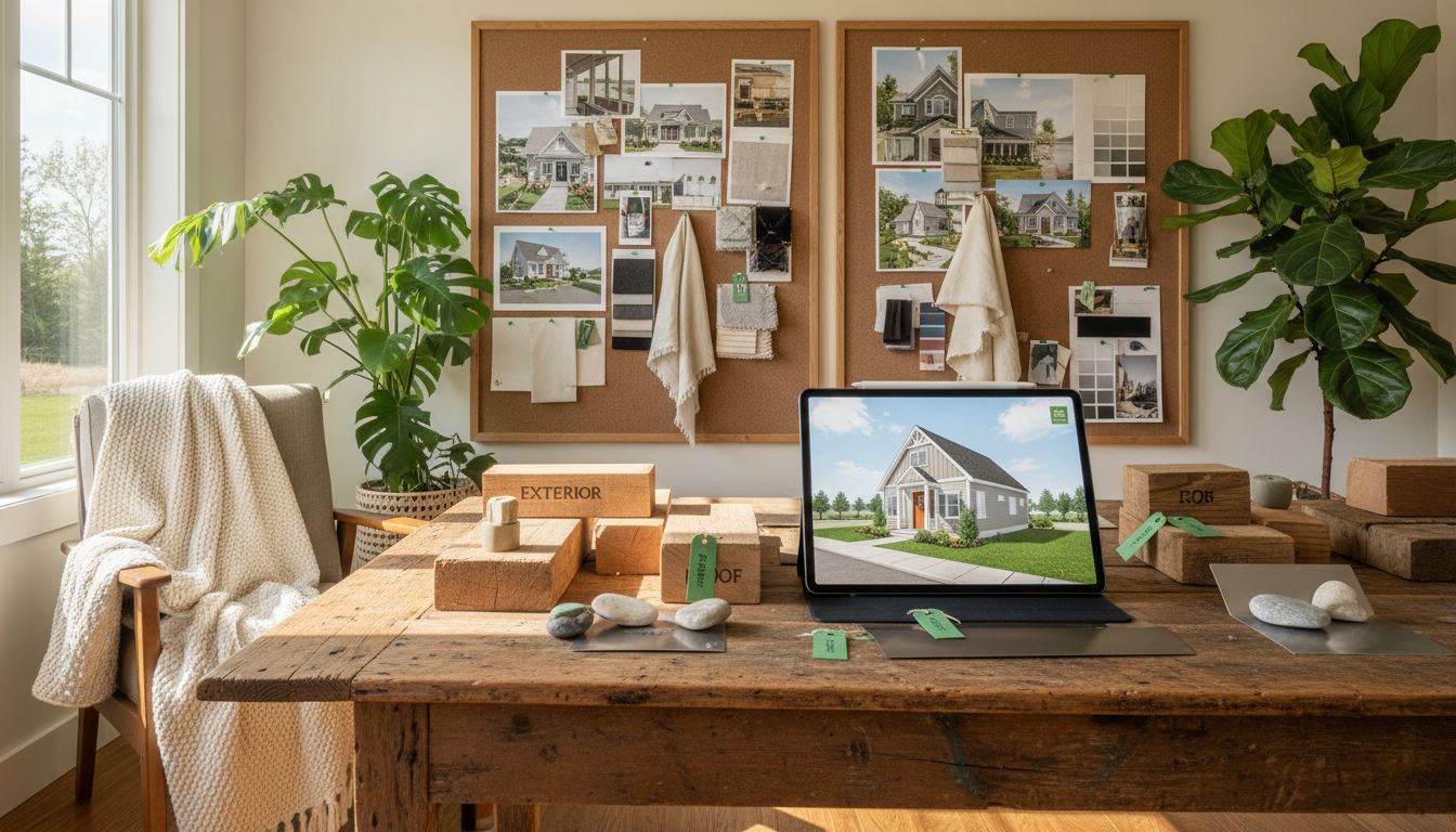 Designers reviewing cottage material samples