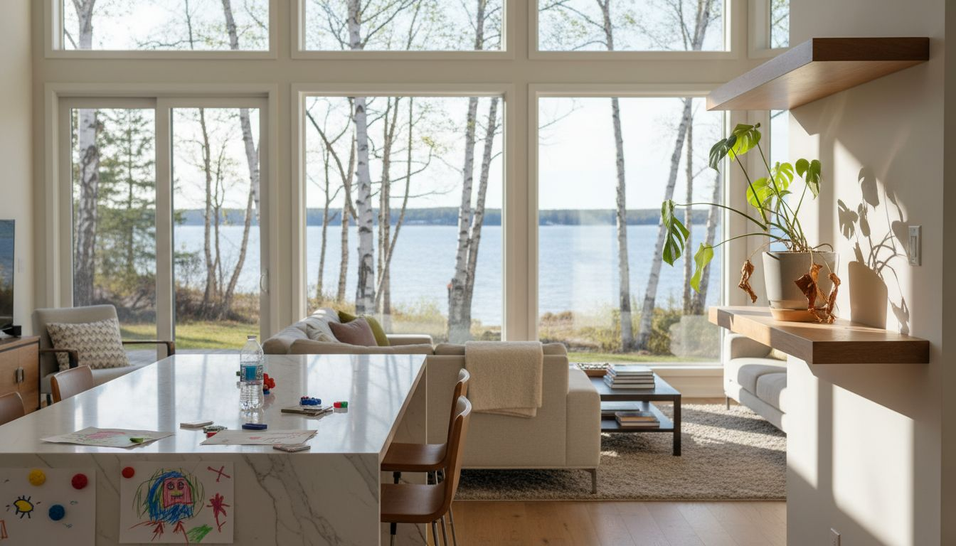 Family touring luxury Georgian Bay home