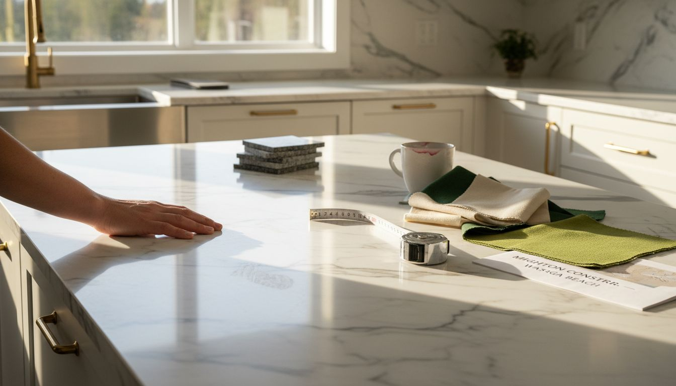 Designer examining premium kitchen materials