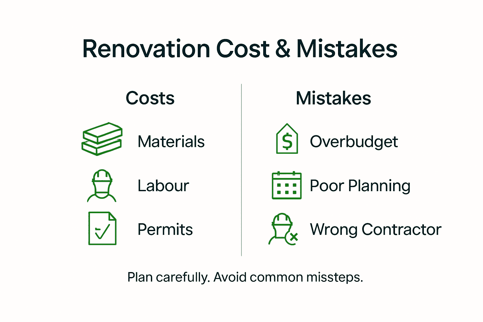 Infographic outlining renovation costs and mistakes