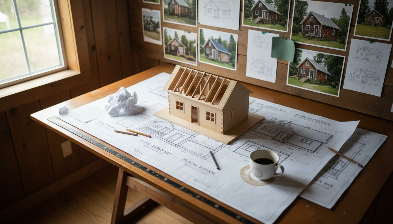 Architect reviewing Canadian cottage style plans