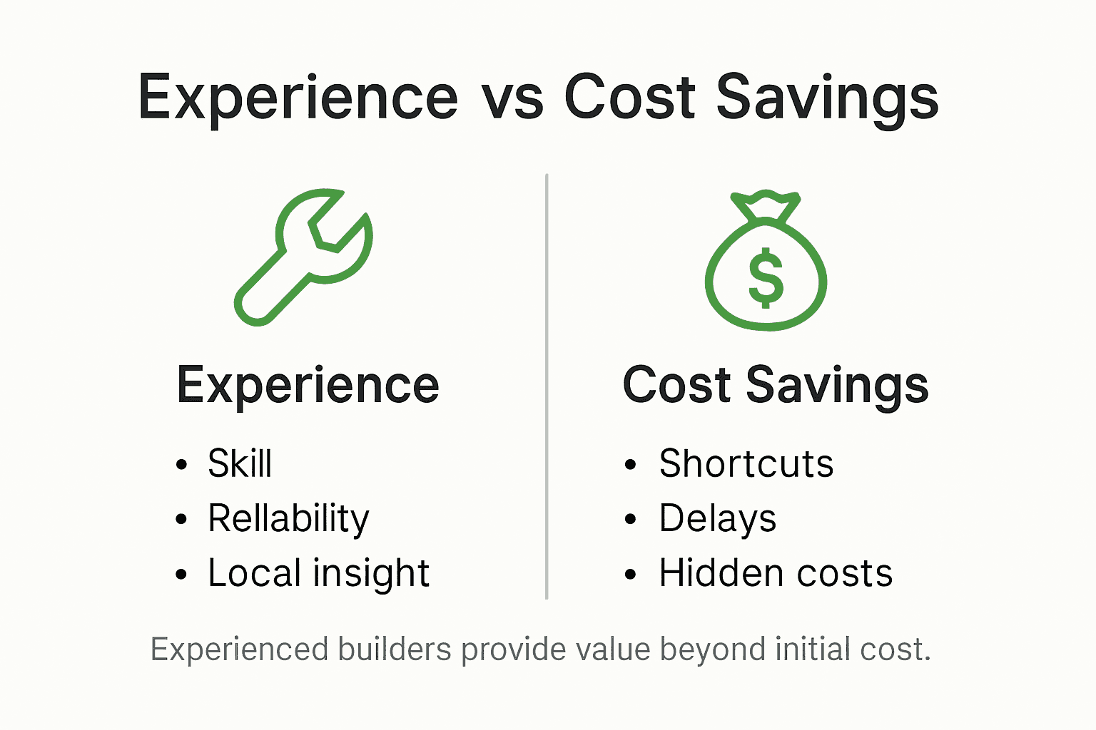 Infographic comparing builder experience and cost