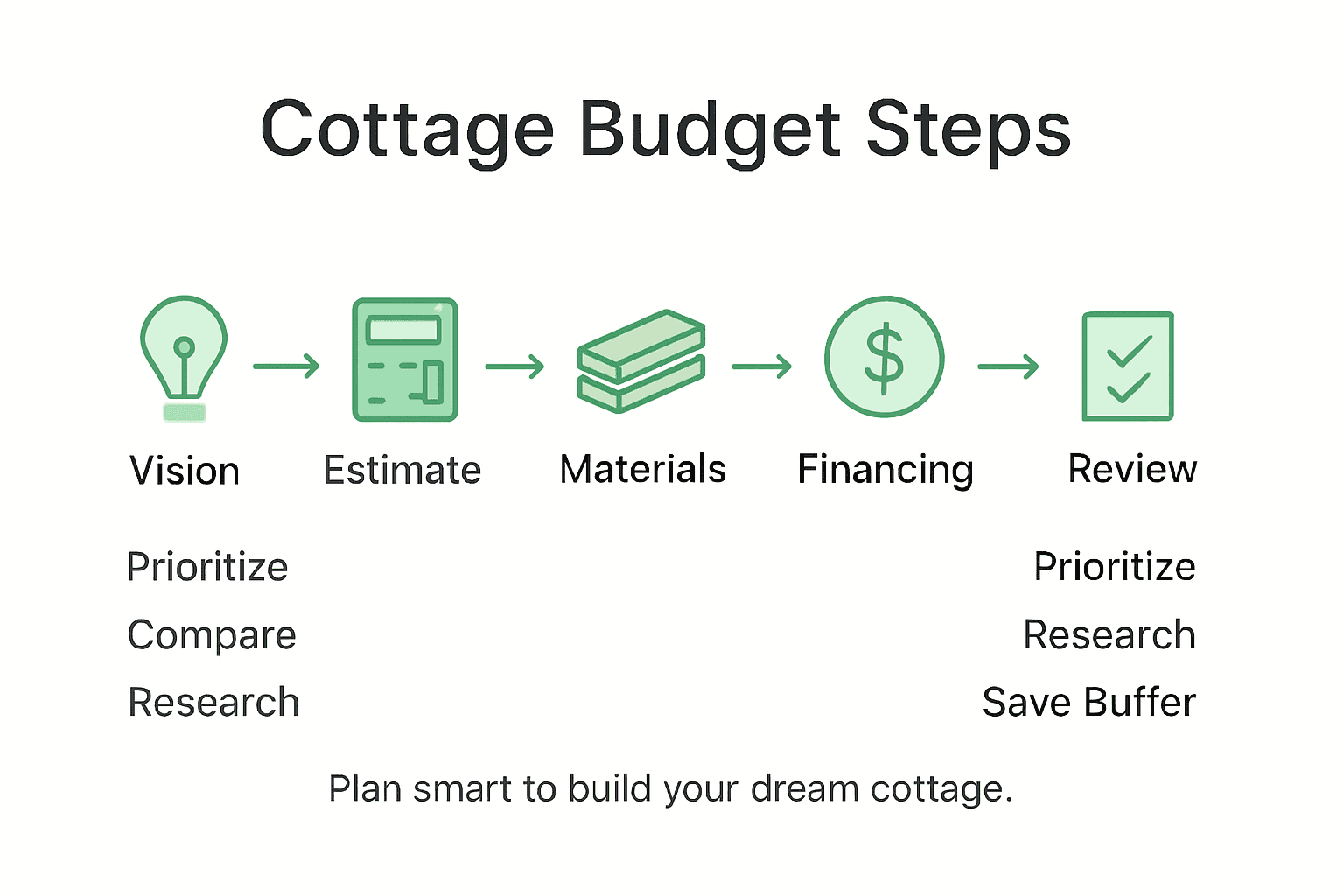 Infographic showing custom cottage budget steps overview