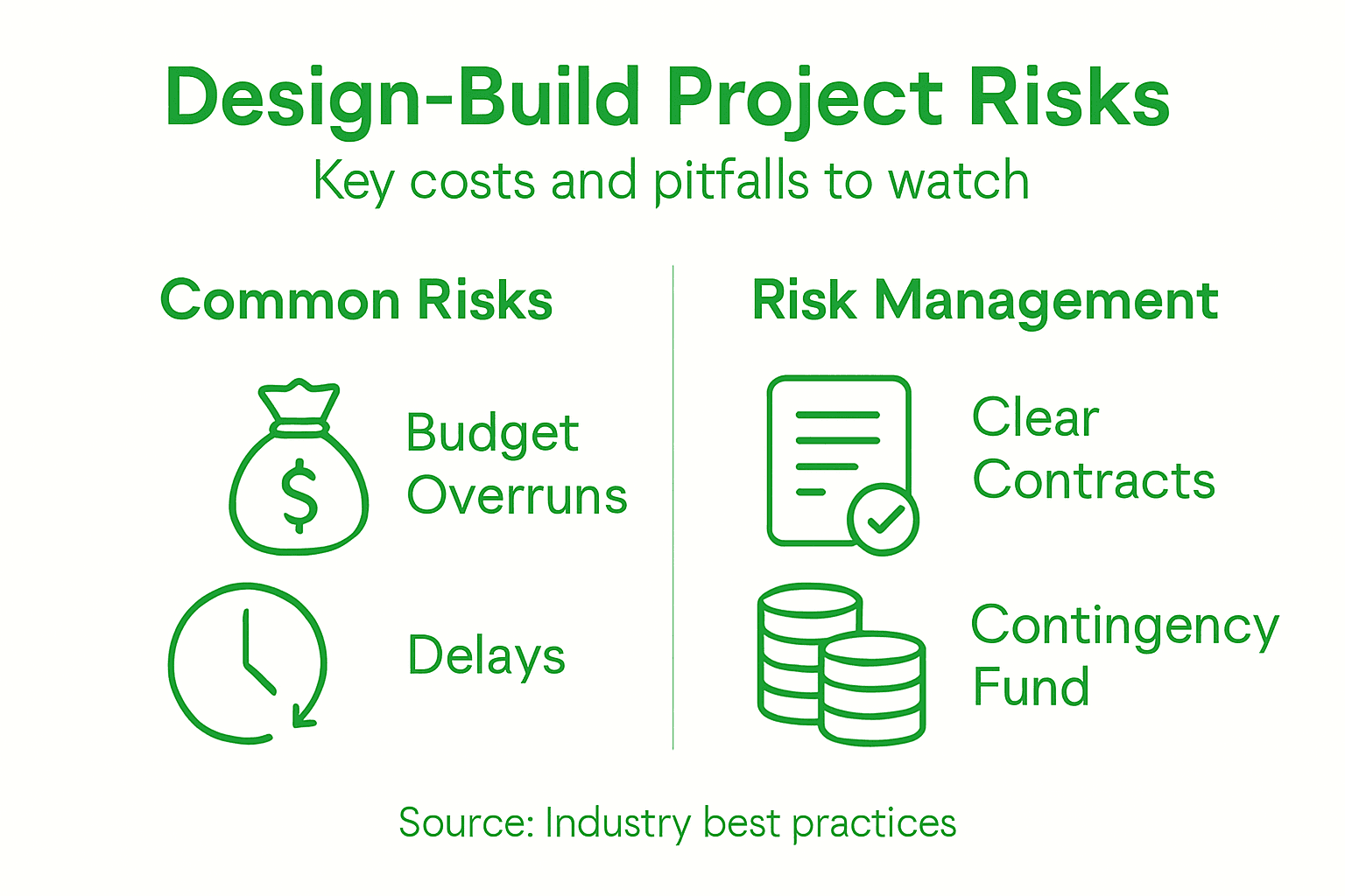 Infographic on design-build project risks and costs