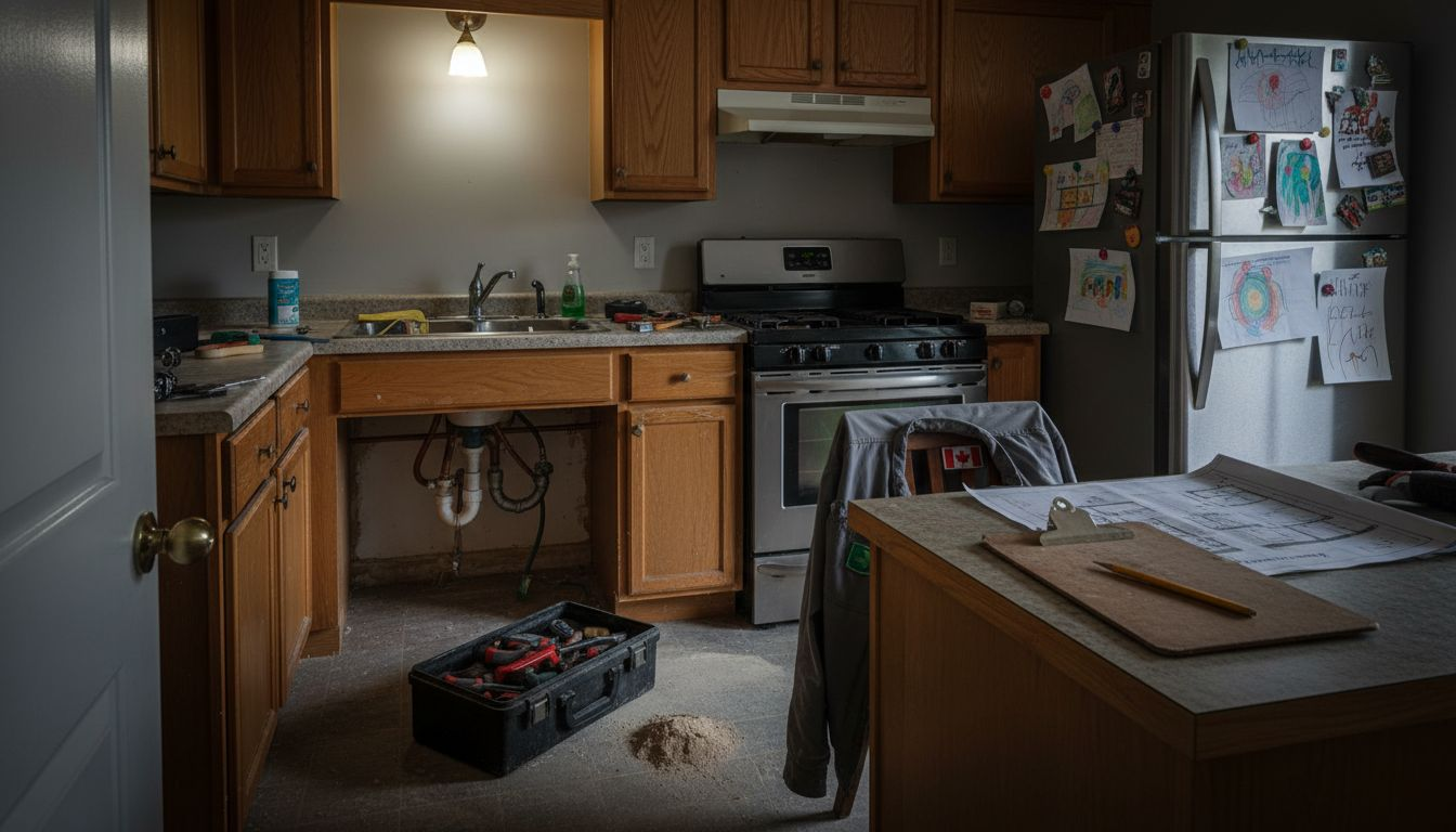 Contractor inspecting Ontario kitchen for renovation