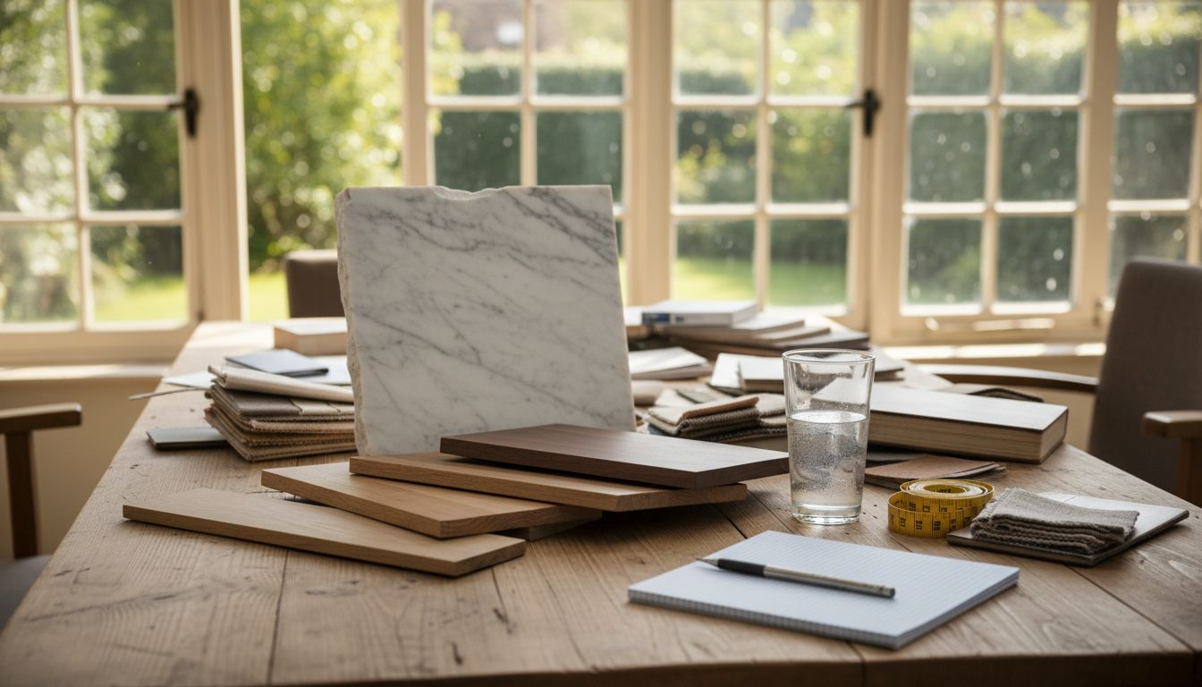 Designer comparing luxury material samples