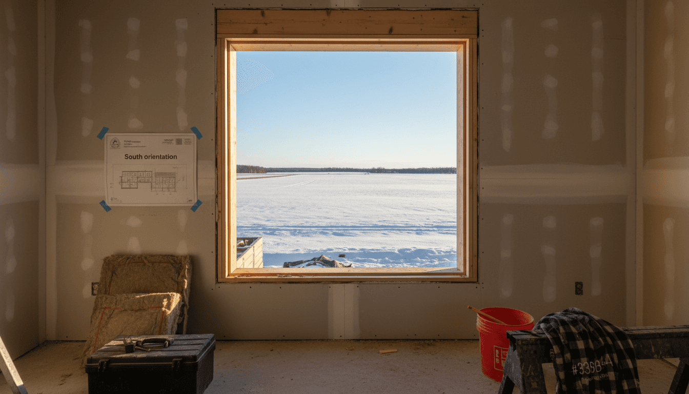 Builder measures window frame in Passive House