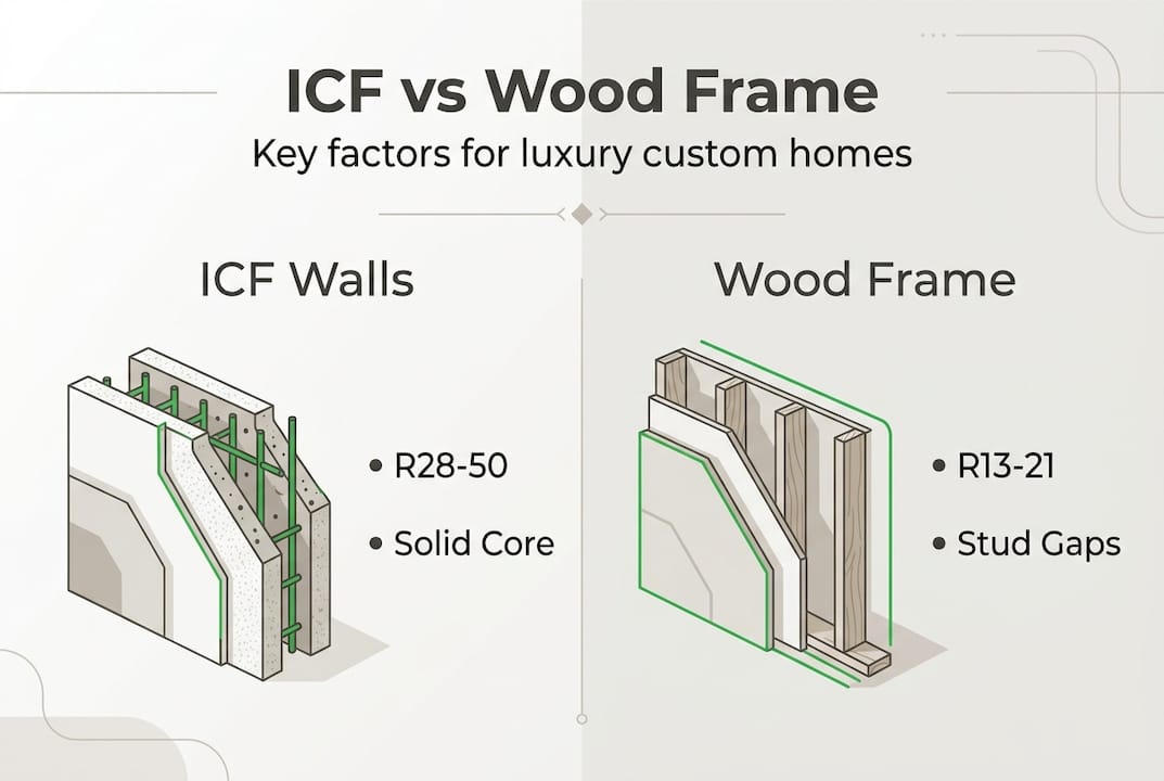 Infographic comparing ICF and wood frame features