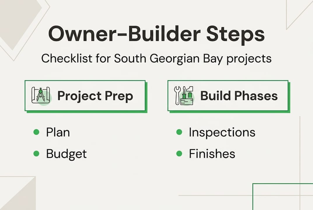 Owner-builder checklist infographic simple steps