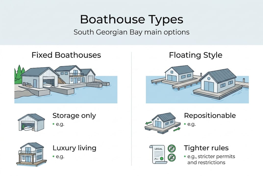 Infographic of boathouse types and features