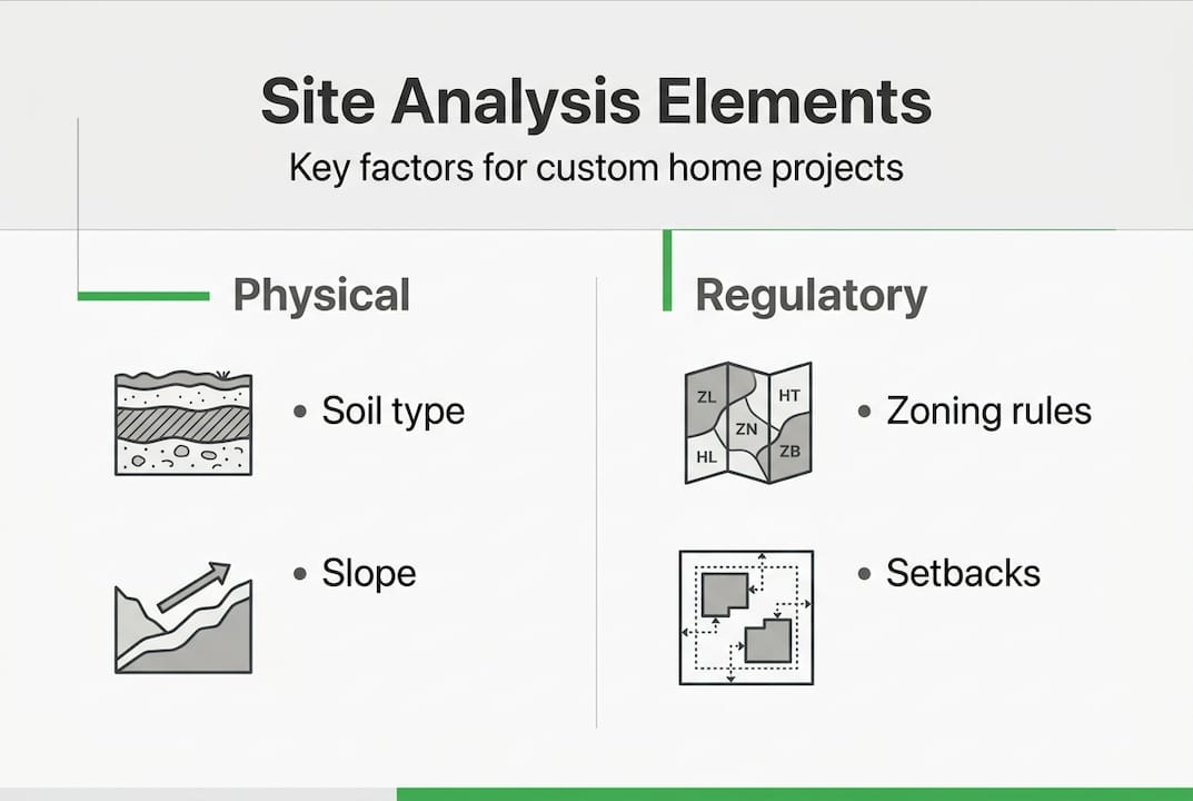 Infographic outlining main elements of site analysis