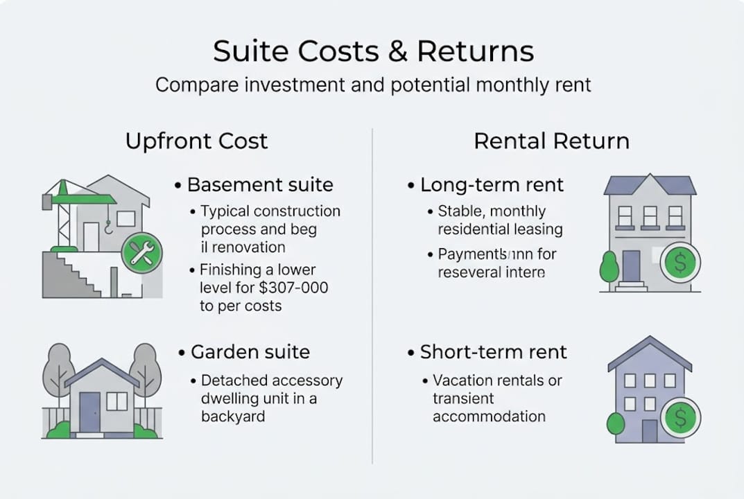 Infographic summarizing suite costs and income