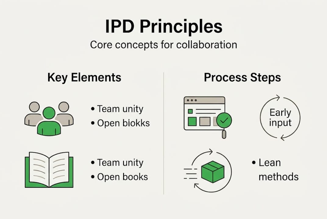 Infographic showing IPD core concepts and steps