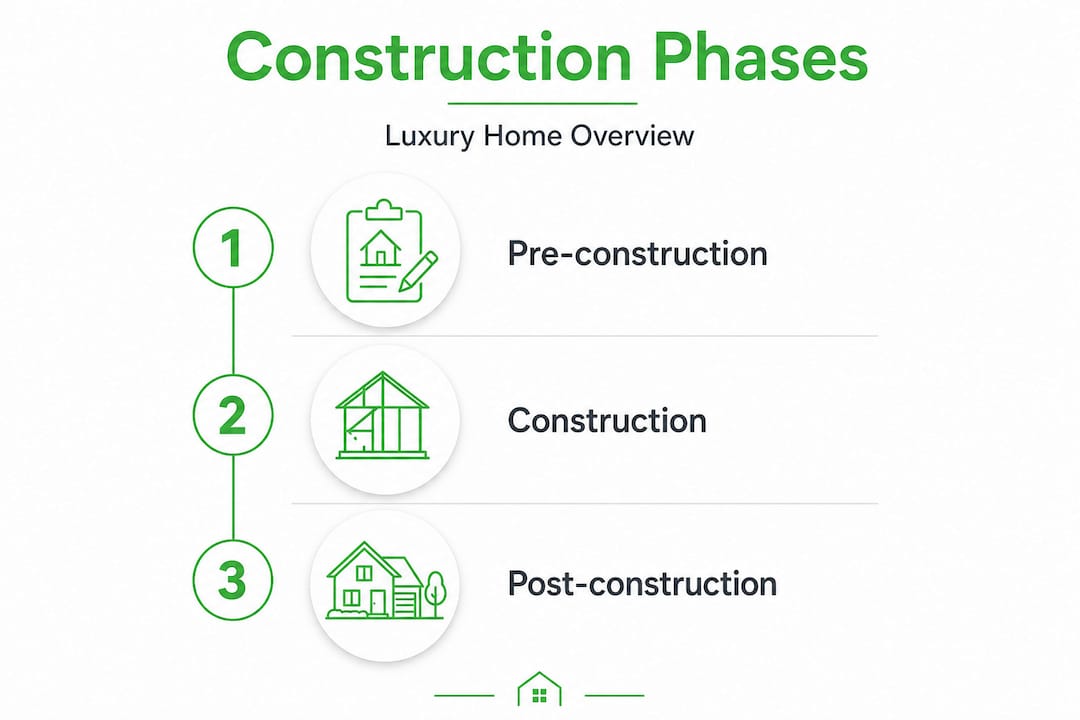 Infographic showing three main luxury construction phases