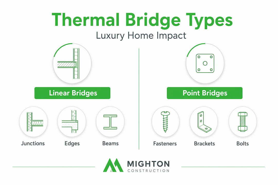 Infographic comparing linear and point thermal bridges
