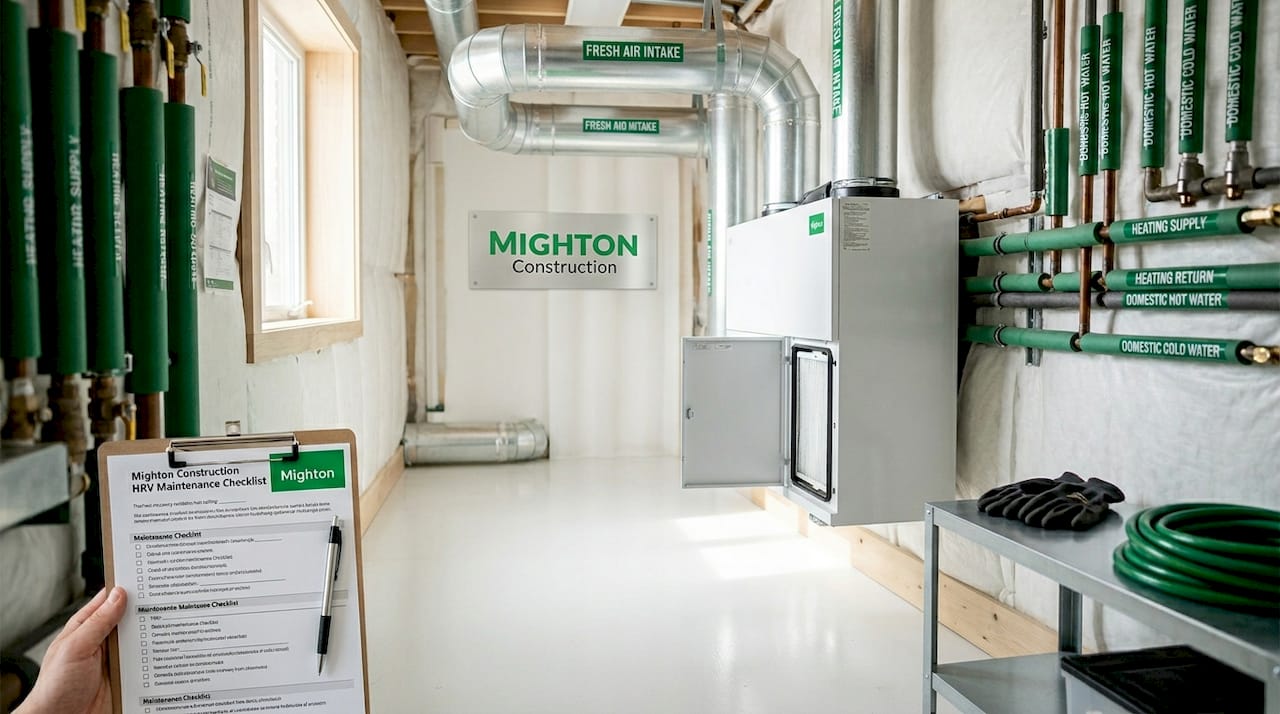 Technician checks heat recovery ventilator system