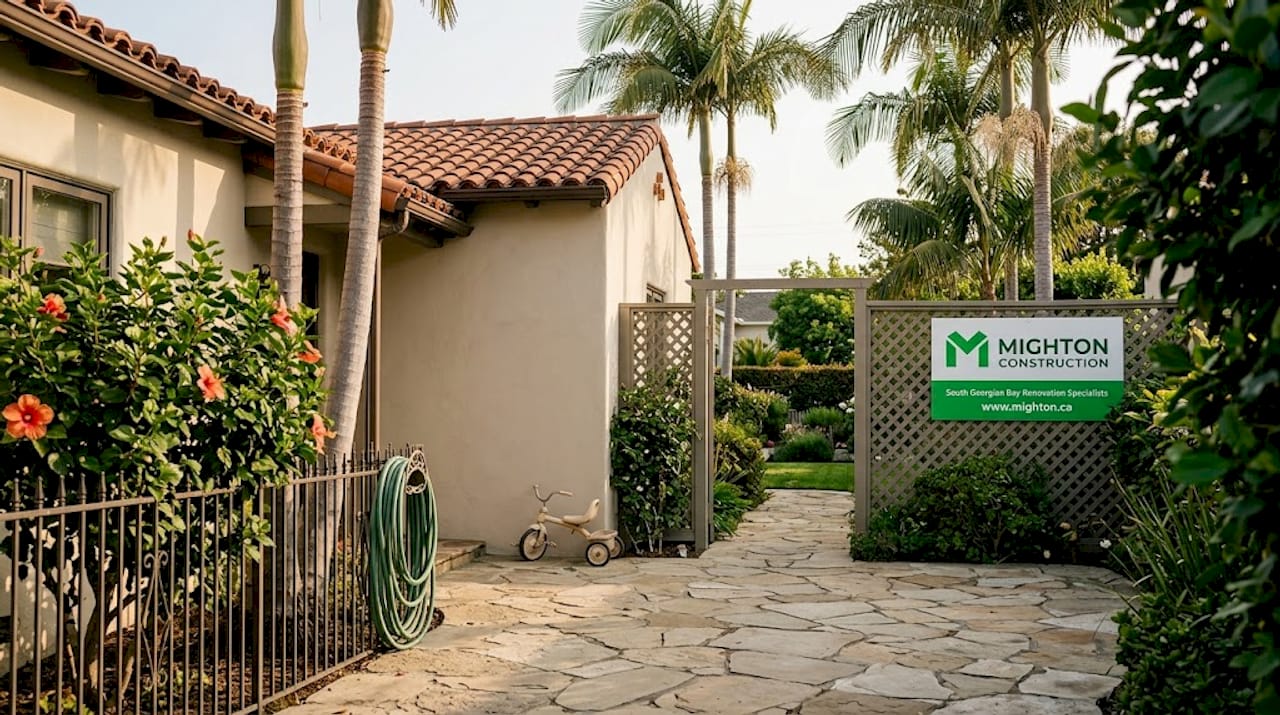 Homeowner gardening at California bungalow