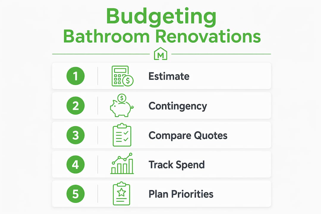 Infographic illustrating bathroom renovation budgeting steps