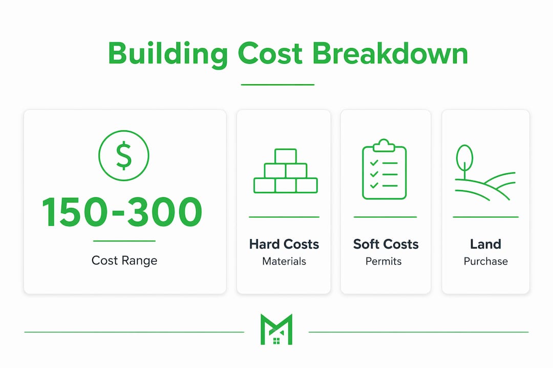Infographic describing key house building cost components
