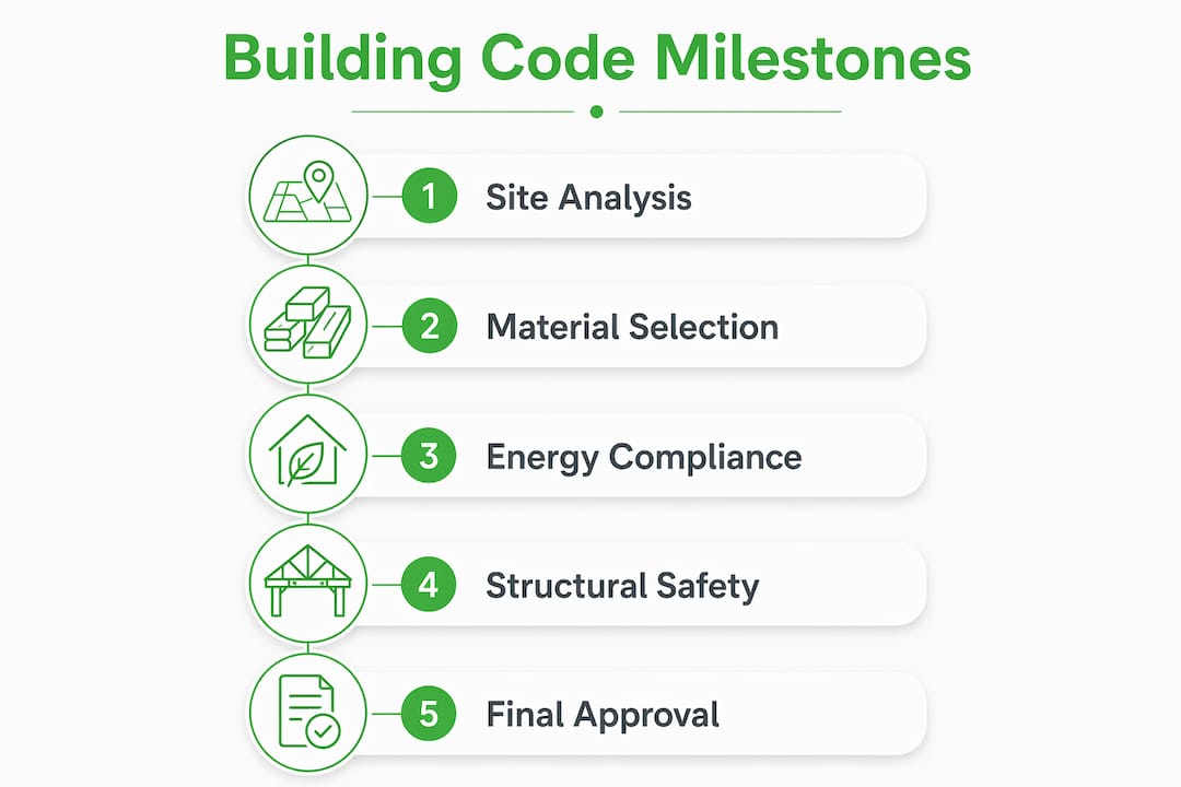 Infographic summarizing building code milestones