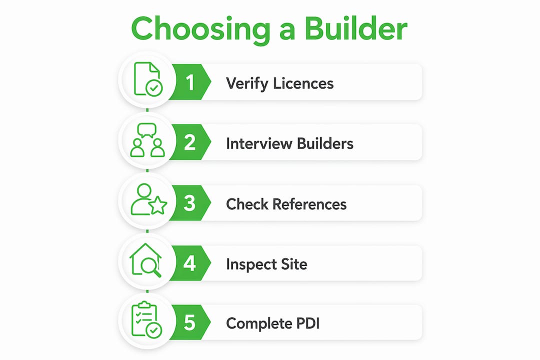 Infographic of steps to choose a builder