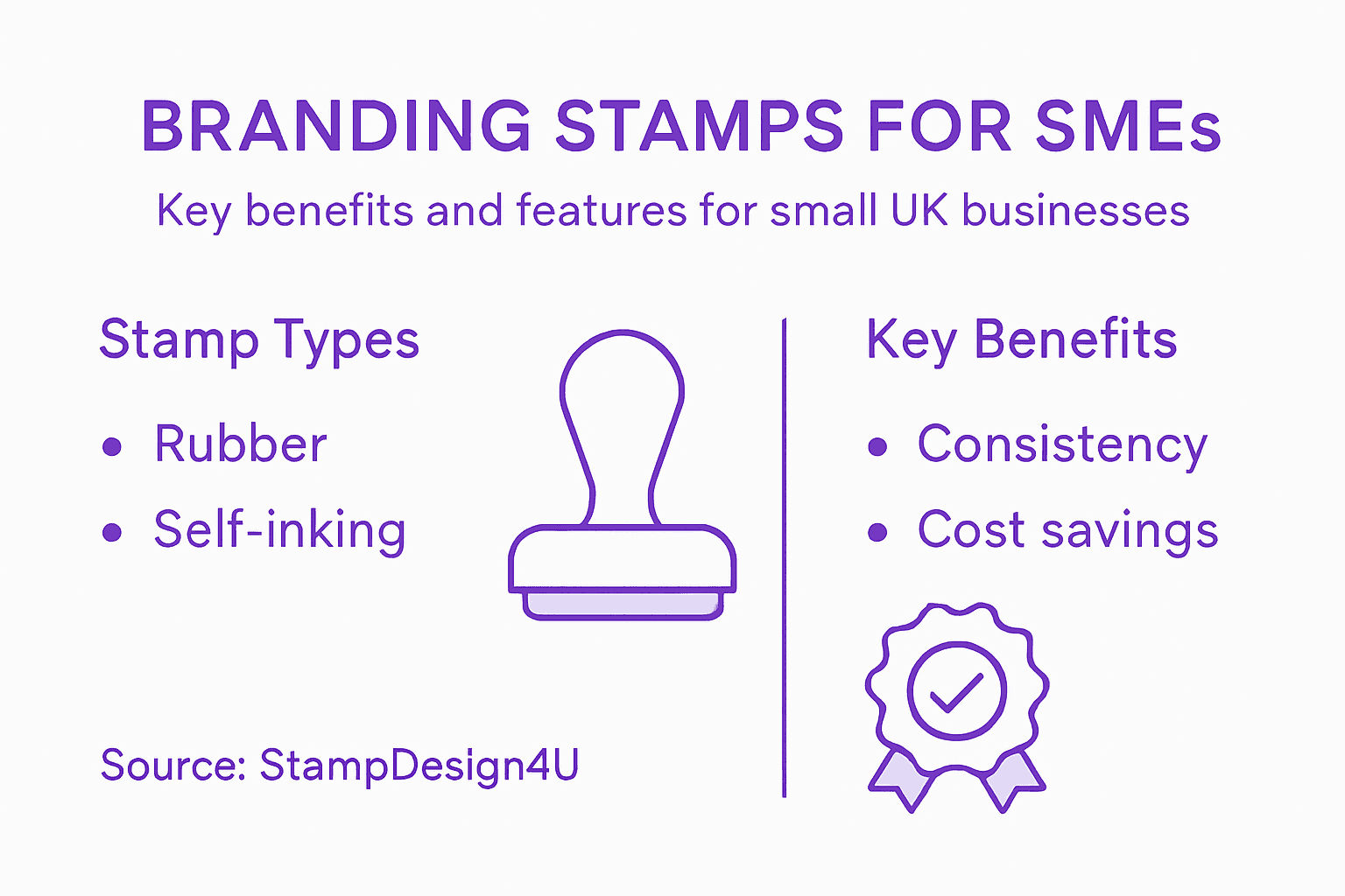 Infographic showing branding stamp types and benefits