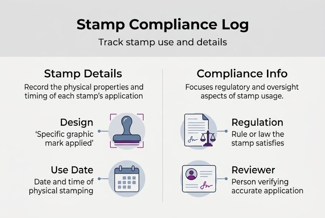Infographic showing compliance stamp log process