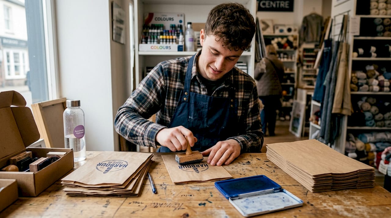 Worker branding packaging with custom stamp