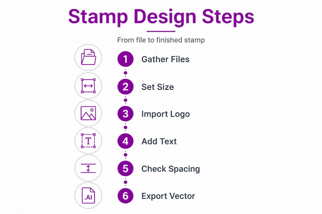 Infographic of key stamp design workflow steps