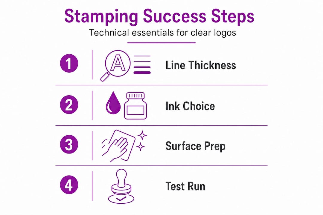 Infographic showing logo stamping technical steps