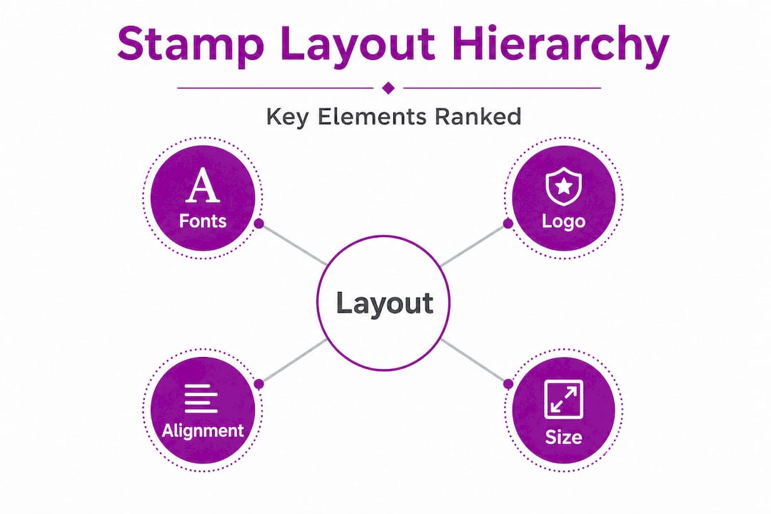 Infographic showing stamp layout hierarchy and elements
