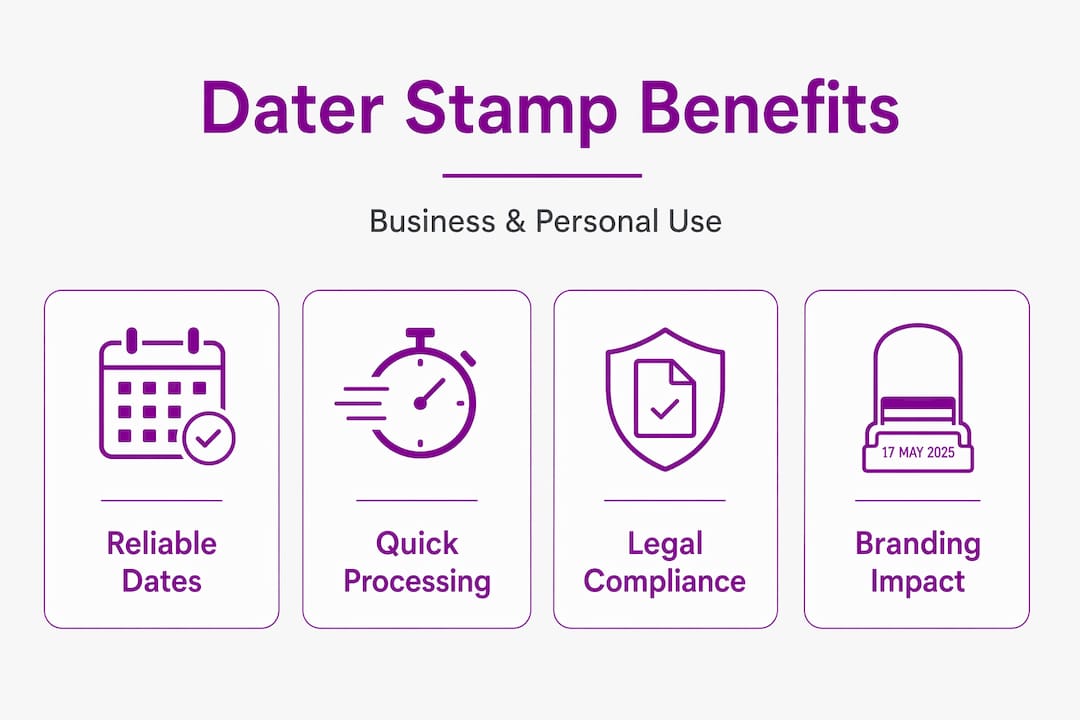 Infographic highlighting dater stamp benefits
