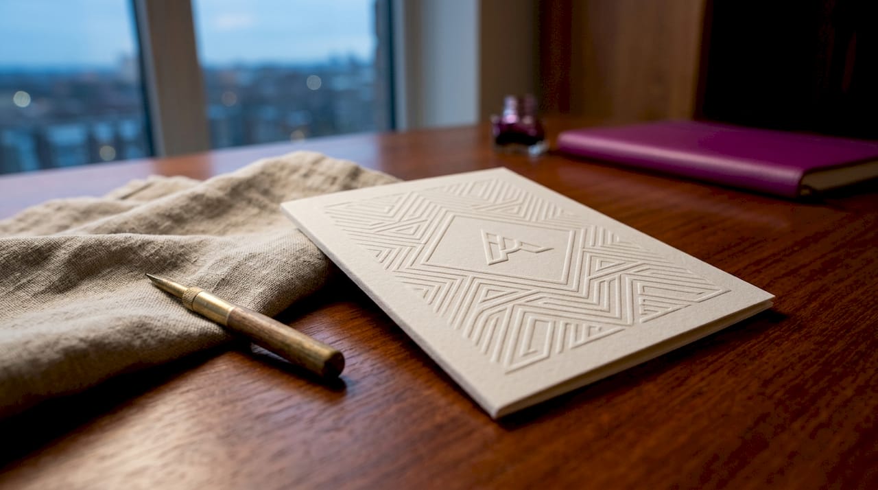 Close-up of subtle blind embossing on cardstock