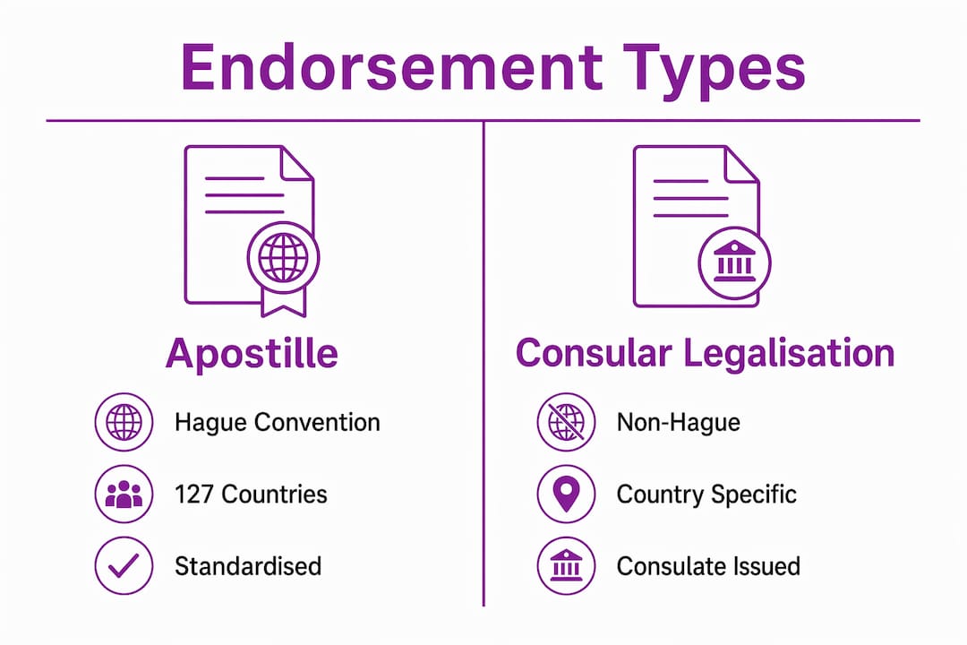Infographic comparing apostille and consular legalisation