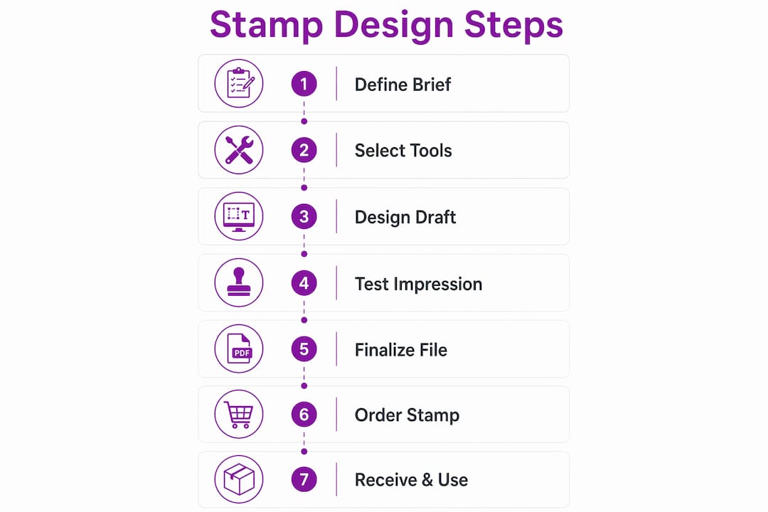 Infographic showing stamp design process steps
