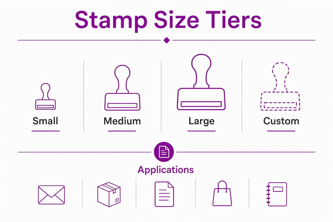 Infographic illustrating stamp size categories