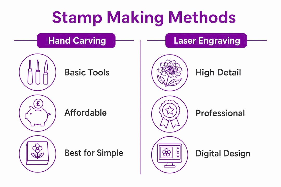 Infographic comparing stamp making methods