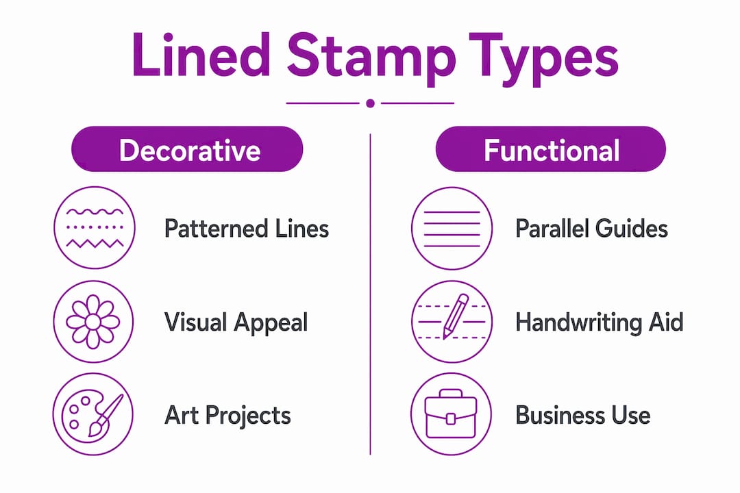 Infographic comparing decorative and functional lined stamps