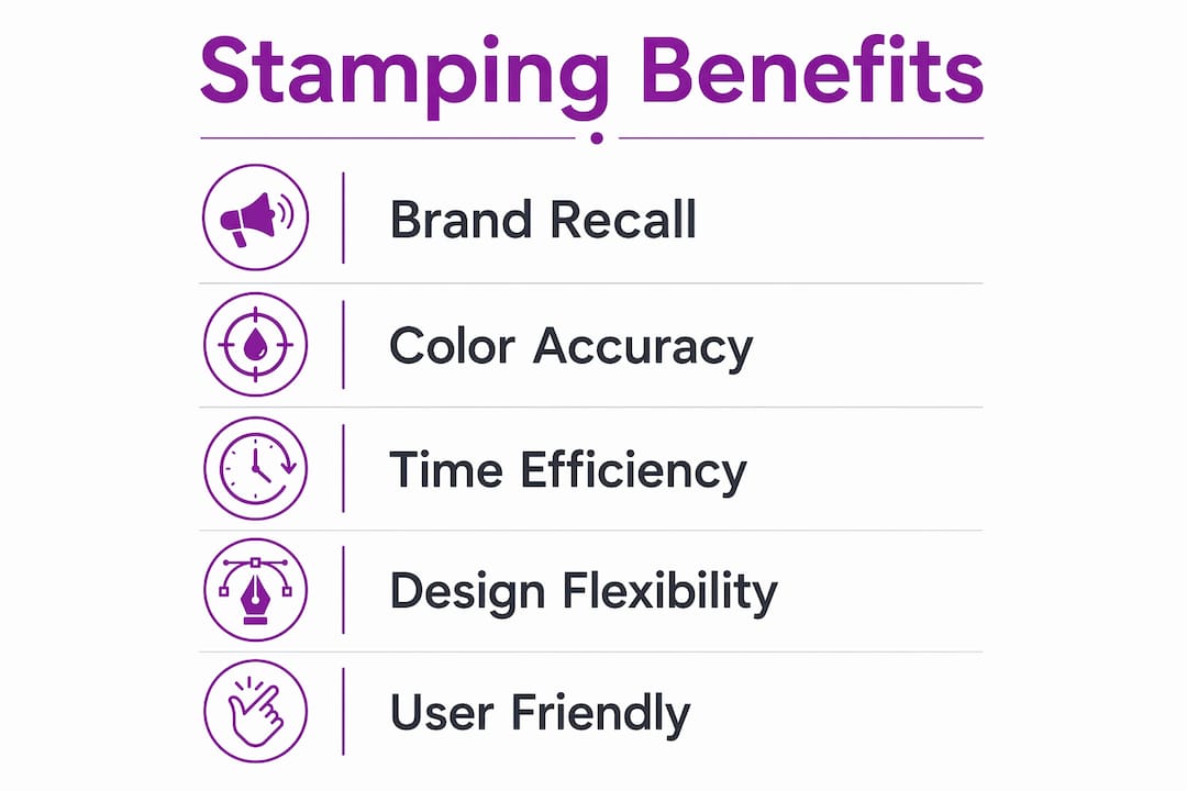 Infographic depicting key benefits of multi-colour stamps