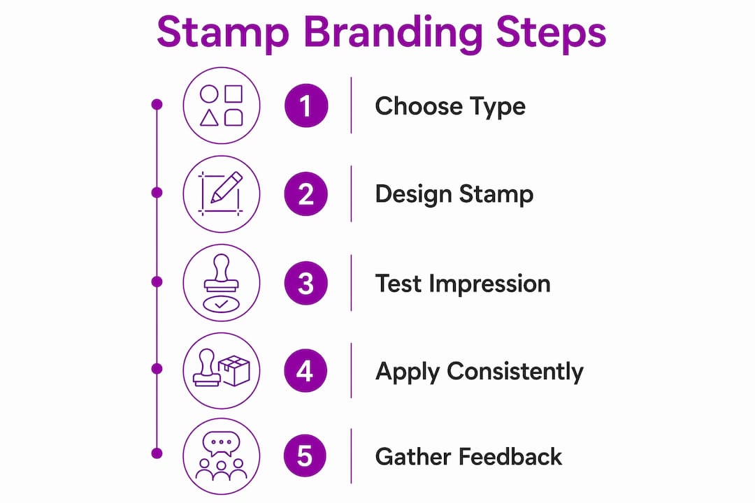 Infographic detailing stamp branding steps