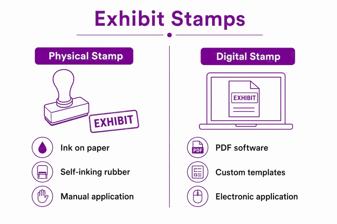 Infographic comparing physical and digital exhibit stamps