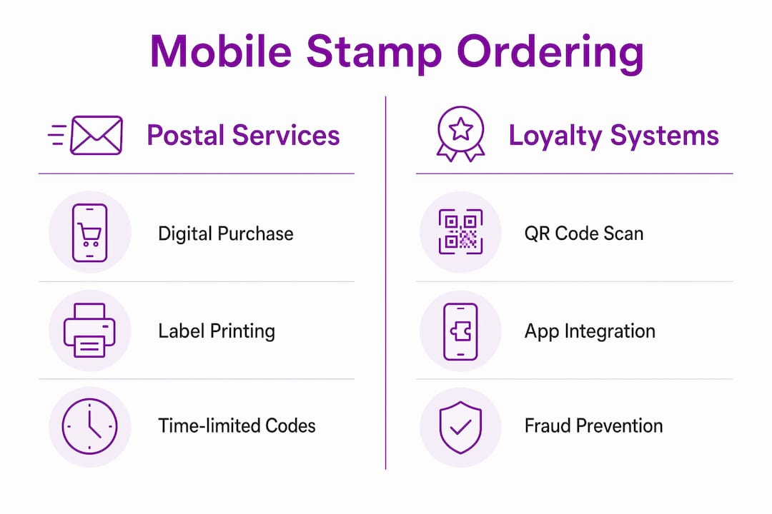 Infographic comparing postal and loyalty mobile stamp systems